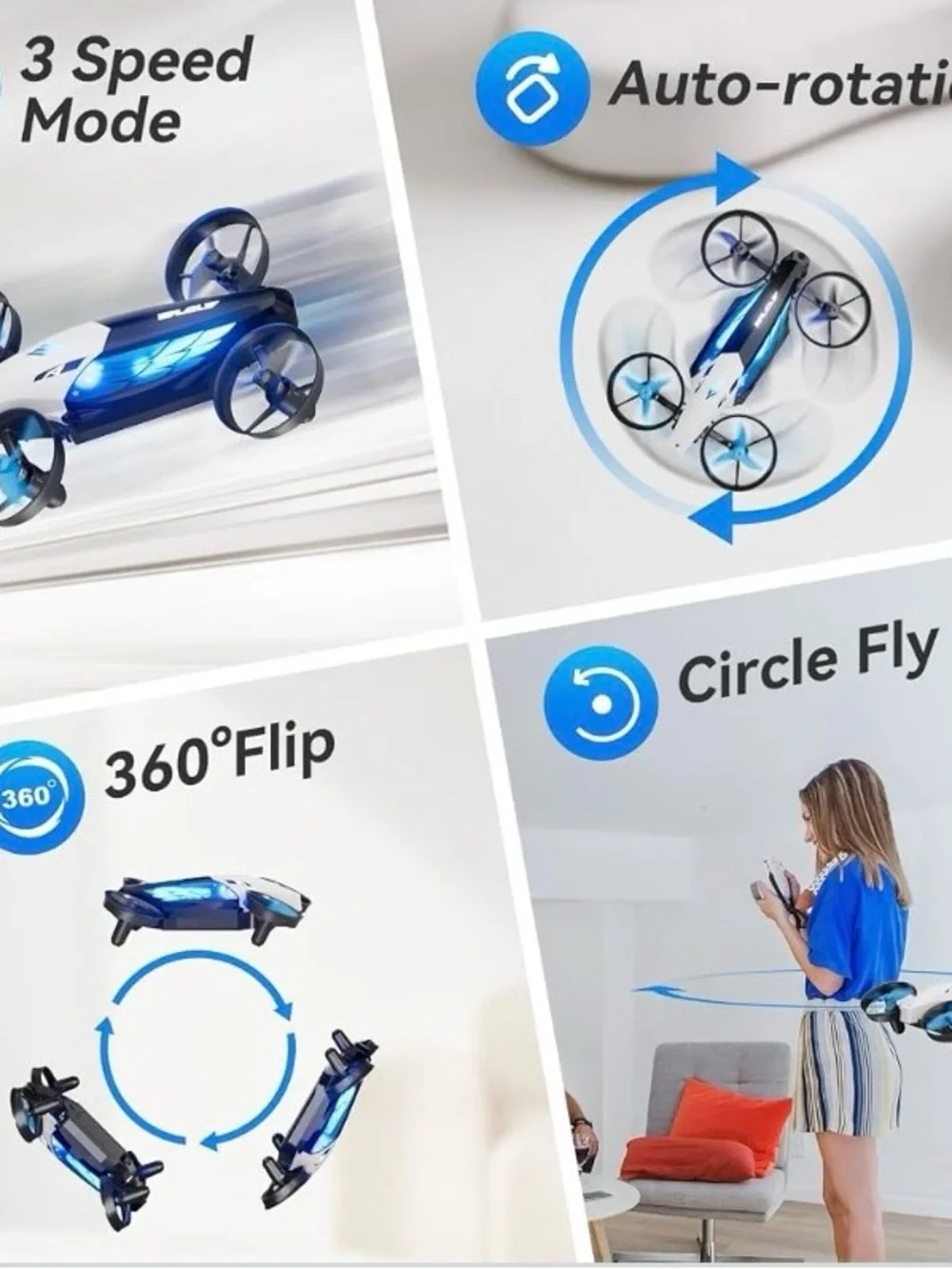 NEW - 2-in-1 Drones for Kids 8-12 with 7+2 Light Modes, 5 Flying Postures, Mini